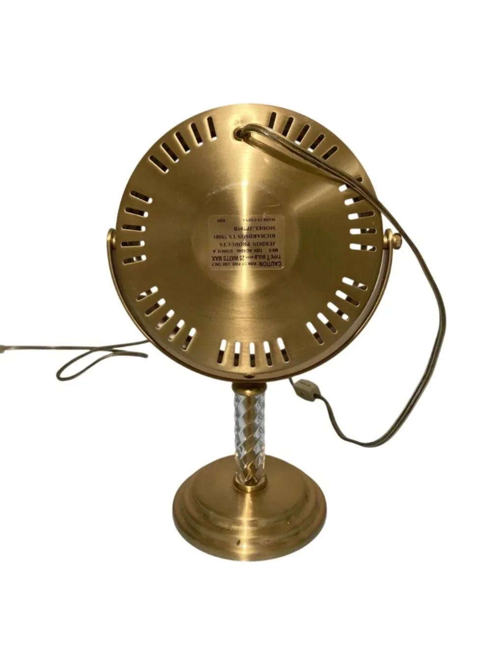 Vintage Brass Toned Lighted Tabletop Adjustable Makeup Mirror